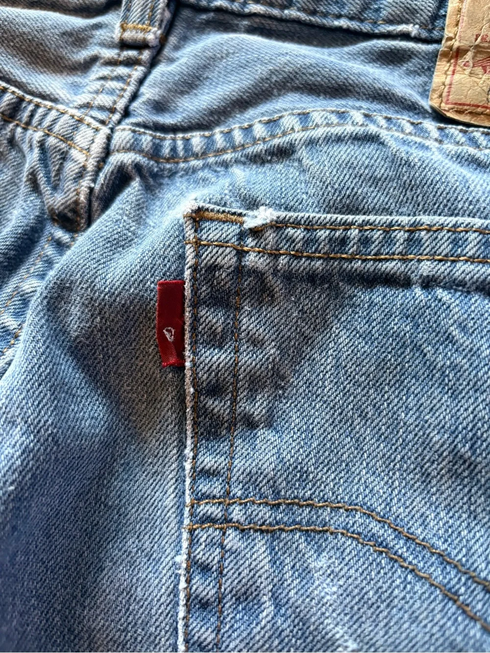 Levi's 505 Blue Regular Straight Medium Wash Blank Tab Jeans 32 x 32 Y2K 90s